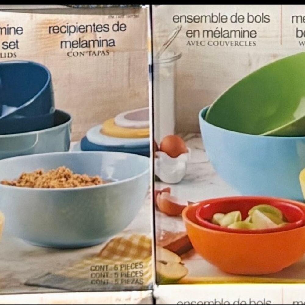 2 Pandex 5pc Melamine Bowl Sets W/Lids
